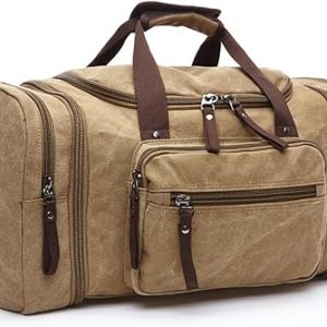 SOUJOY 50L Canvas Duffle Bag for Travel, Overnight Weekender Bag, 24 Inch Expandable Carry on Bags for Men, Gym Bags for Mountain Camping Climbing Airline Hiking